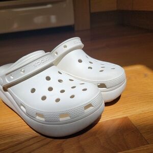 White Platformed Crocs size 5 in Womens.